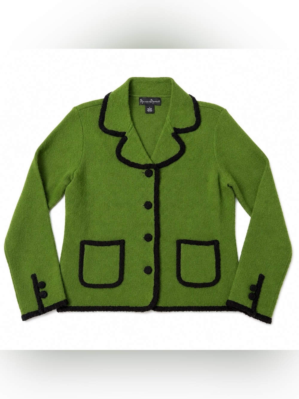 Mercer & Madison 100% Wool Green Black Trim Jacket Small